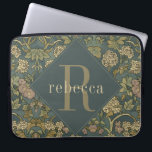 Vintage Hydrangea William Morris Monogram Laptop Sleeve<br><div class="desc">This simple yet elegant design features an elegant William Morris inspired pattern in sage green,  steel blue grey,  and tan and cream hydrangea floral. Protect your laptop or tablet in stye. Add a name to personalise it. Makes a great Christmas or Mother's Day gift. Created by Simply Farmhouse Press.</div>