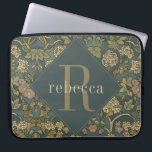Vintage Hydrangea William Morris Monogram Laptop Sleeve<br><div class="desc">This simple yet elegant design features an elegant William Morris inspired pattern in sage green,  steel blue grey,  and tan and cream hydrangea floral. Protect your laptop or tablet in stye. Add a name to personalise it. Makes a great Christmas or Mother's Day gift. Created by Simply Farmhouse Press.</div>