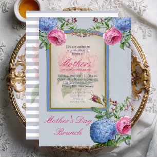 Vintage Hydrangeas Pink   Blue Mother's Day Brunch Invitation