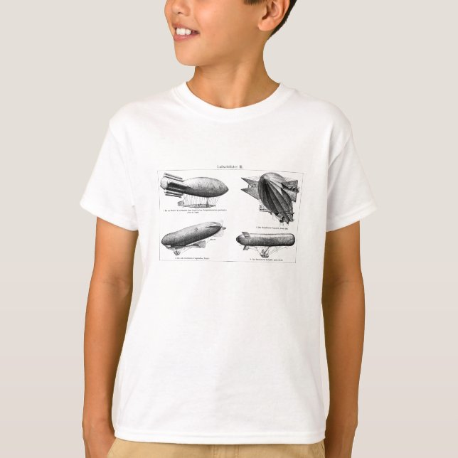 Vintage Hydrogen Blimps Zeppelins Balloons Retro T-Shirt (Front)