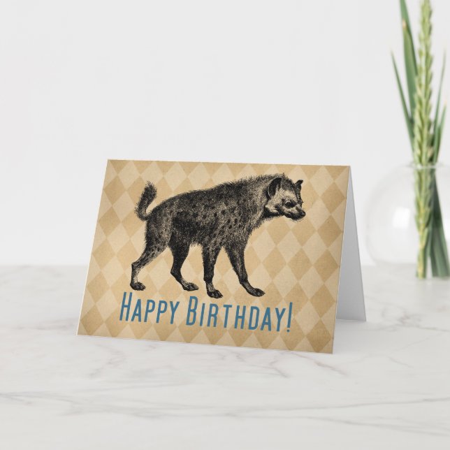 Vintage Hyena Happy Birthday Card (Front)