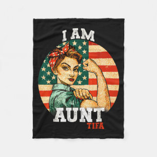 Vintage I Am Aunt Tifa Woman's Girl America Flag D Fleece Blanket