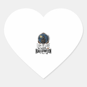 Vintage I Am In Love With Halloween Shirt Design_1 Heart Sticker