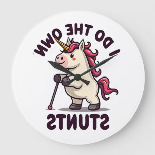 Vintage I Do My Own Stunts Unicorn Funny Injury Re Large Clock