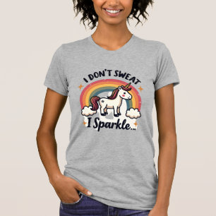 Vintage I Dont Sweat I Sparkle Unicorn Rainbow Fun T-Shirt