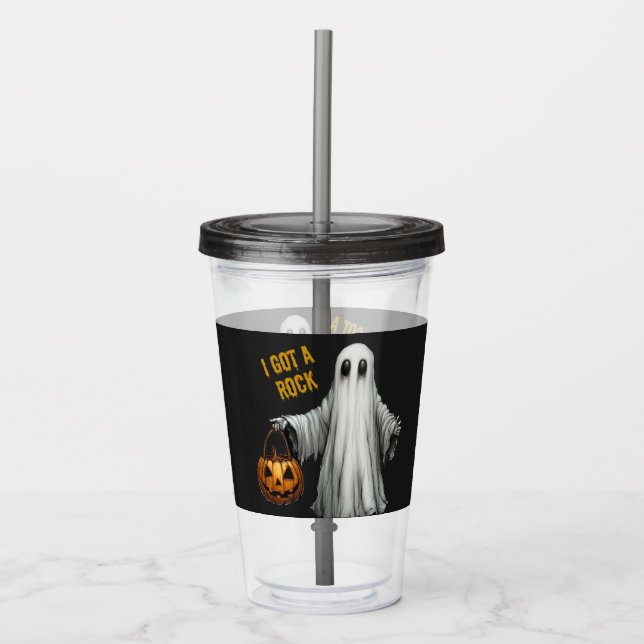 Vintage I Got a Rock Halloween Acrylic Tumbler (Front)