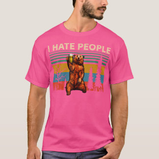Vintage I Hate People - Bear Camping Hiking Trekki T-Shirt