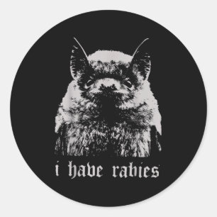 Vintage I Have Rabies Bat Funny Meme Quotes Classic Round Sticker