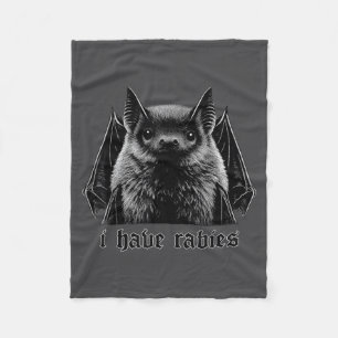 Vintage I Have Rabies Bat Funny Meme Quotes Fleece Blanket