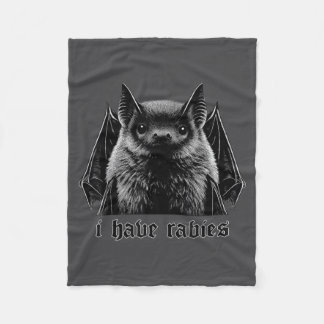 Vintage I Have Rabies Bat Funny Meme Quotes Fleece Blanket