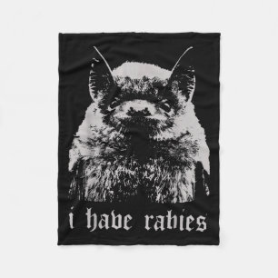 Vintage I Have Rabies Bat Funny Meme Quotes  Fleece Blanket