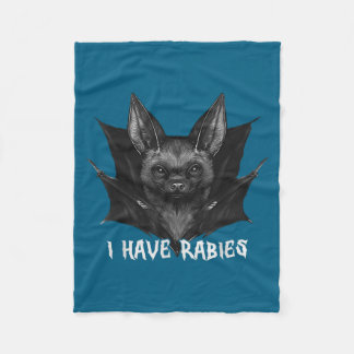 Vintage I Have Rabies Bat Funny Meme Quotes Fleece Blanket