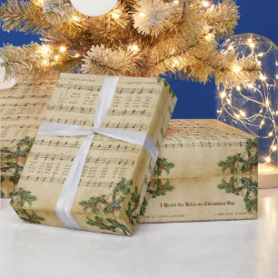 Vintage I Heard the Bells on Christmas Day Carol  Wrapping Paper