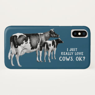 Vintage I Just Really Love Cows   White Text iPhone X Case