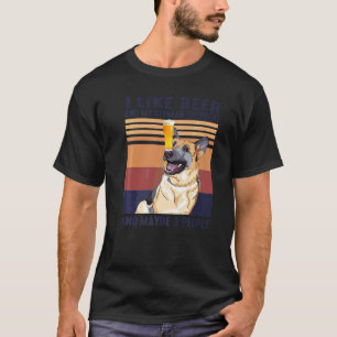 Vintage I Like Beer German Shepherd And 3 People D T-Shirt