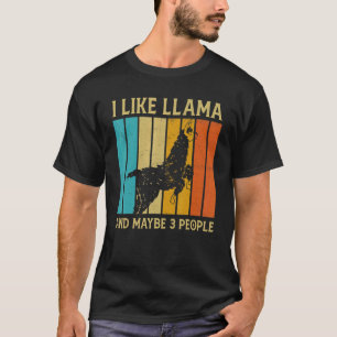 Vintage I Like Llama And Maybe 3 People Women Me T-Shirt