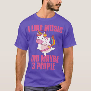 Vintage I Like Music & Maybe 3 People Unicorn Pres T-Shirt