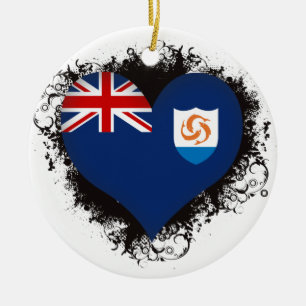 Vintage I Love Anguilla Ceramic Tree Decoration