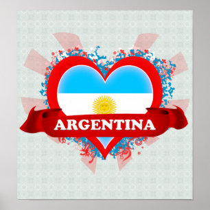 Vintage I Love Argentina Poster