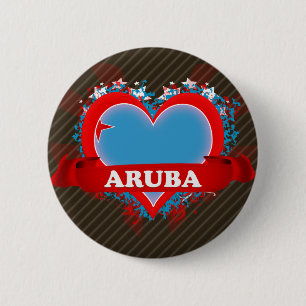 Vintage I Love Aruba 6 Cm Round Badge
