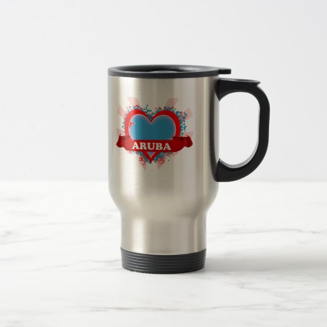 Vintage I Love Aruba Travel Mug (Right)