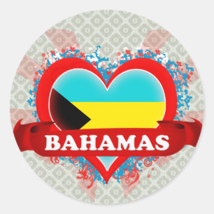 Vintage I Love Bahamas Classic Round Sticker