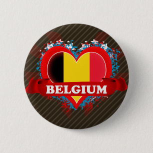 Vintage I Love Belgium 6 Cm Round Badge