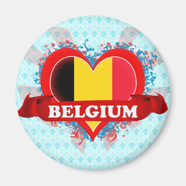 Vintage I Love Belgium Magnet (Front)
