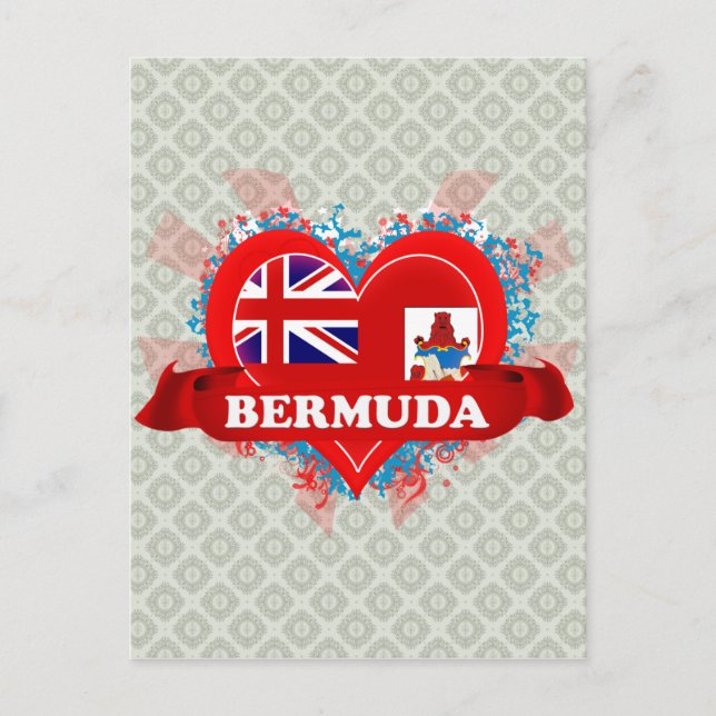 Vintage I Love Bermuda Postcard (Front)