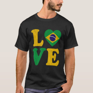 Vintage I Love Brazil Flag Heart Brazilian Roots P T-Shirt