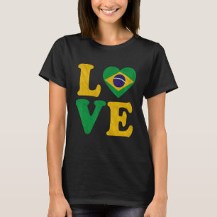 Vintage I Love Brazil Flag Heart Brazilian Roots P T-Shirt