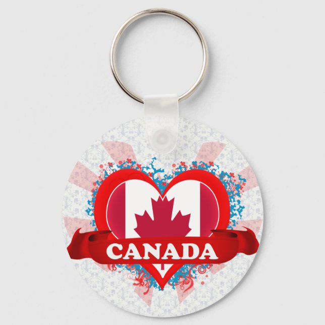 Vintage I Love Canada Key Ring (Front)