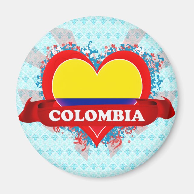 Vintage I Love Colombia Magnet (Front)