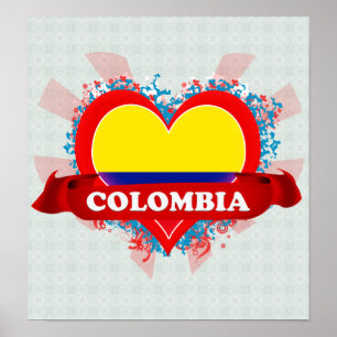 Vintage I Love Colombia Poster