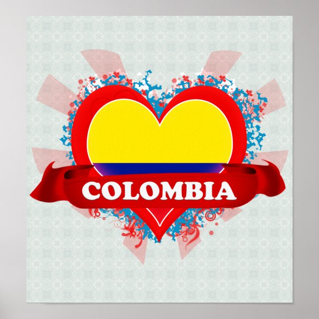 Vintage I Love Colombia Poster (Front)