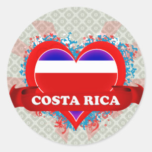 Vintage I Love Costa Rica Classic Round Sticker