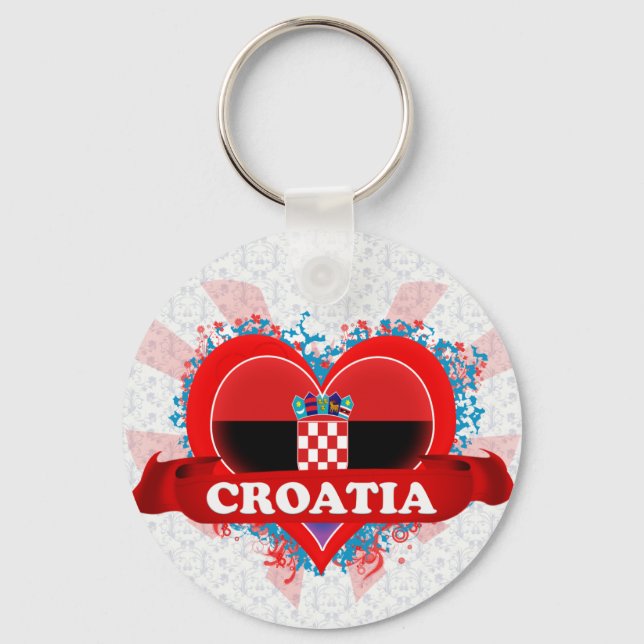 Vintage I Love Croatia Key Ring (Front)