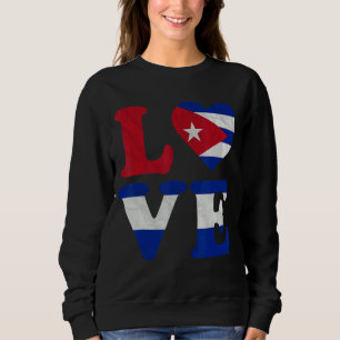 Vintage I Love Cuba Flag Heart Cuban Roots Pride Sweatshirt
