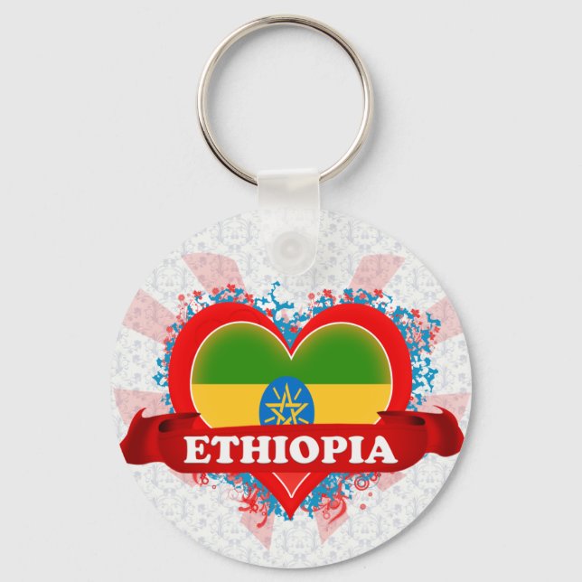 Vintage I Love Ethiopia Key Ring (Front)