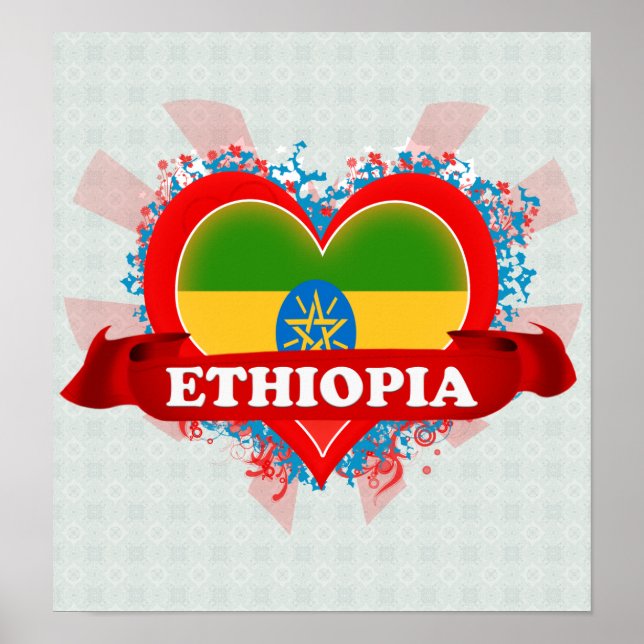 Vintage I Love Ethiopia Poster (Front)