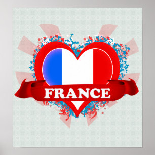 Vintage I Love France Poster