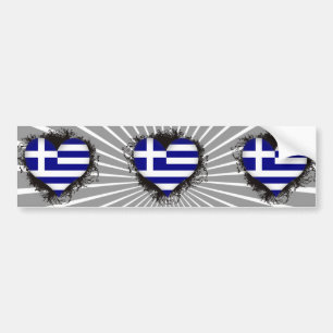 Vintage I Love Greece Bumper Sticker