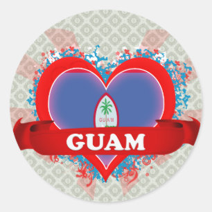 Vintage I Love Guam Classic Round Sticker