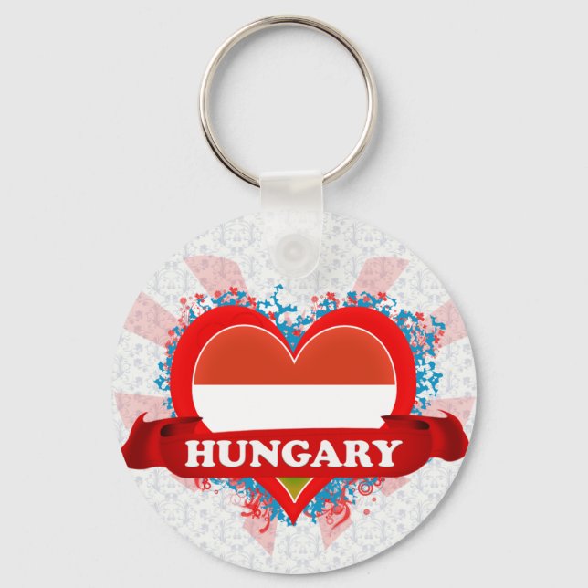 Vintage I Love Hungary Key Ring (Front)