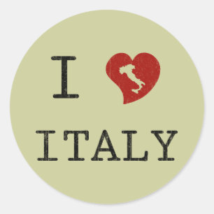Vintage I Love Italy Classic Round Sticker