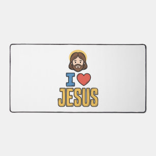 Vintage I Love Jesus Christian Graphic Desk Mat