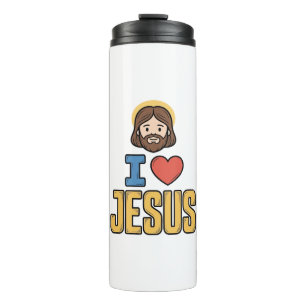 Vintage I Love Jesus Christian Graphic Thermal Tumbler