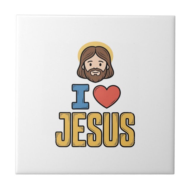 Vintage I Love Jesus Christian Graphic Tile (Front)