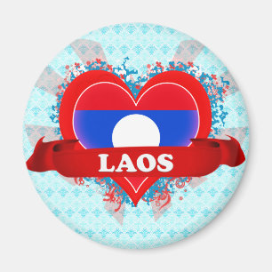 Vintage I Love Laos Magnet