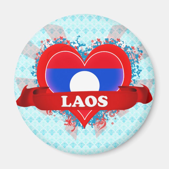 Vintage I Love Laos Magnet (Front)